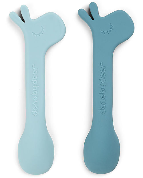 Done By Deer Silicone Baby Spoon 2-pack - Lalee - Blue Cutlery