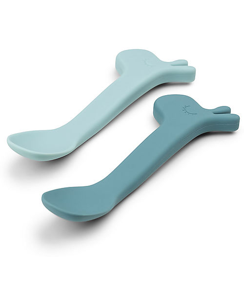 Done By Deer Silicone Baby Spoon 2-pack - Lalee - Blue Cutlery