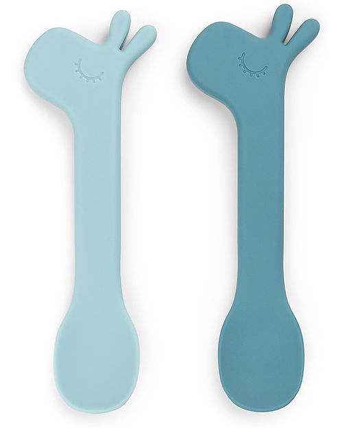 Done By Deer Silicone Baby Spoon 2-pack - Lalee - Blue Cutlery