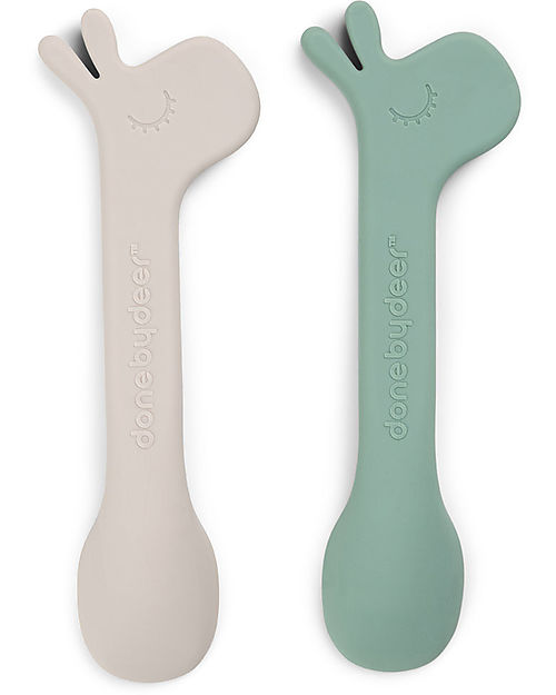 Done By Deer Silicone Baby Spoon 2-pack - Lalee - Green Cutlery