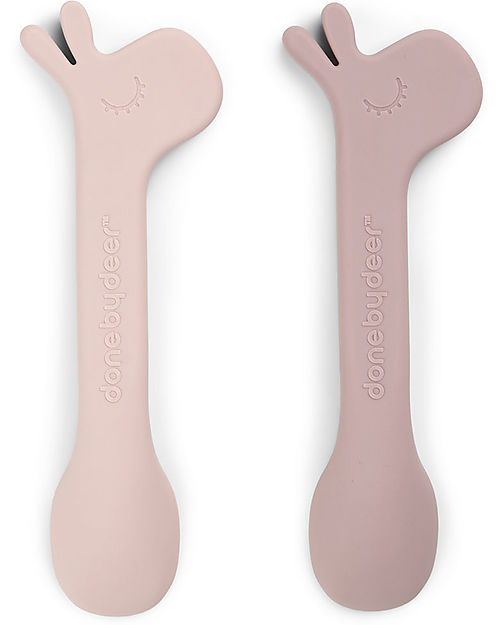 Done By Deer Silicone Baby Spoon 2-pack - Lalee - Powder Cutlery