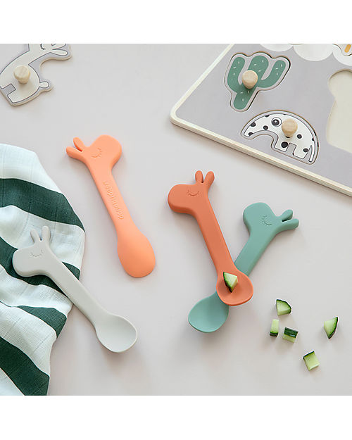 Done By Deer Silicone Baby Spoon 2-pack - Lalee - Powder Cutlery