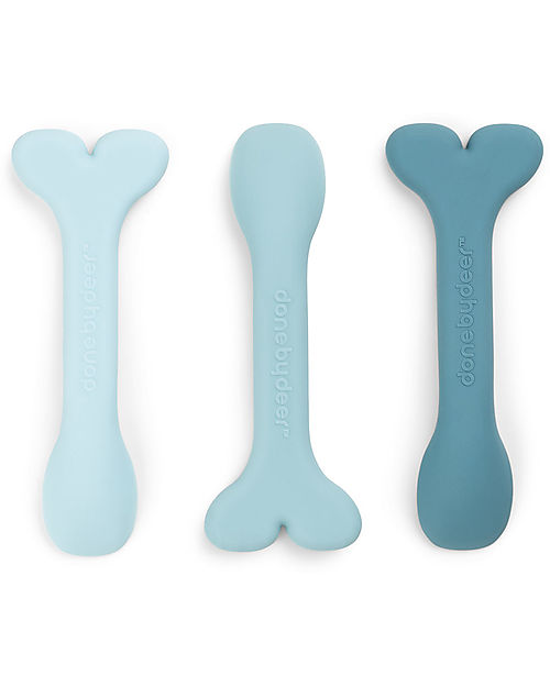Done By Deer Silicone Baby Spoon 3-pack - Wally - Blue Cutlery