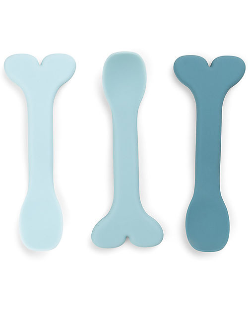 Done By Deer Silicone Baby Spoon 3-pack - Wally - Blue Cutlery