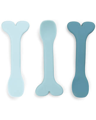 Done By Deer Silicone Baby Spoon 3-pack - Wally - Blue Cutlery