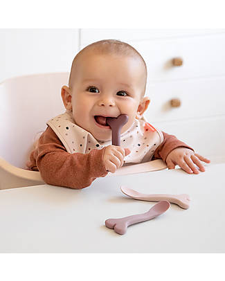 Done By Deer Silicone Baby Spoon 3-pack - Wally - Powder Cutlery