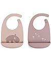 Done By Deer Silicone Bib - Set of 2 - Ozzo - Powder - Food Grade Silicone - with Pocket Waterproof Bibs