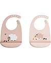 Done By Deer Silicone Bib - Set of 2 - Tiny Farm - Powder - 100% Food Grade Silicone - with Pocket Waterproof Bibs