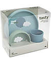 Done By Deer Silicone Dinner Set - Plate Bowl and Cup - Happy Clouds - Blue Meal Sets