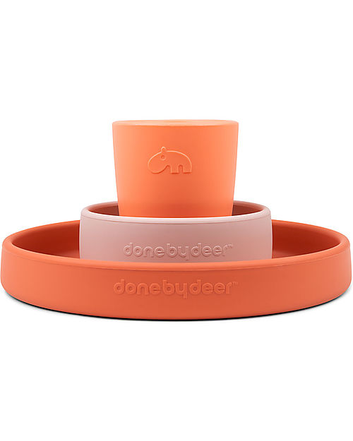 Done By Deer Silicone Dinner Set - Plate Bowl and Cup - Happy Clouds - Papaya Meal Sets