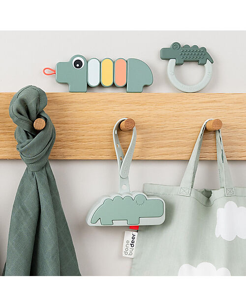 Done By Deer Silicone Pacifier Pouch- Croco - Green Dummies & Soothers