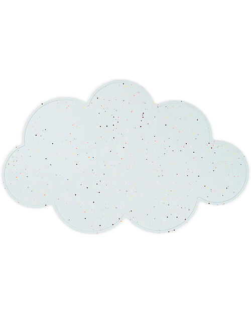 Done By Deer Silicone Placemat with Small Raised Edge - Cloud - Blue with Confetti Placemat