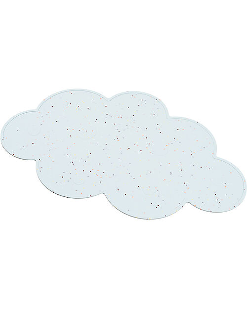 Done By Deer Silicone Placemat with Small Raised Edge - Cloud - Blue with Confetti Placemat