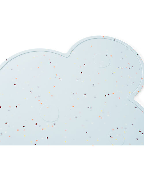 Done By Deer Silicone Placemat with Small Raised Edge - Cloud - Blue with Confetti Placemat
