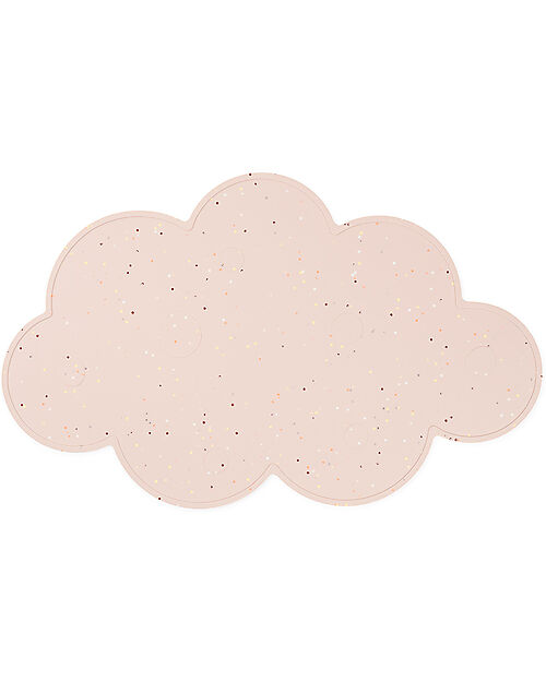 Done By Deer Silicone Placemat with Small Raised Edge - Cloud - Powder with Confetti Placemat