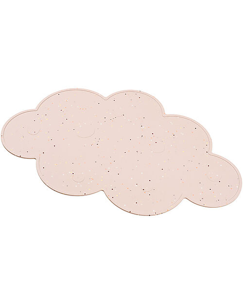 Done By Deer Silicone Placemat with Small Raised Edge - Cloud - Powder with Confetti Placemat