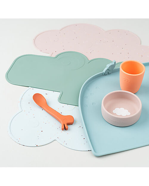 Done By Deer Silicone Placemat with Small Raised Edge - Cloud - Powder with Confetti Placemat