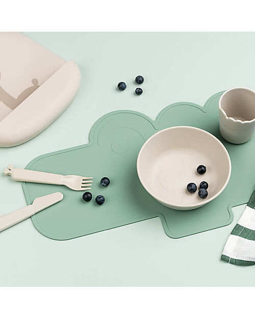 Done By Deer Silicone Placemat with Small Raised Edge - Croco - Green Placemat