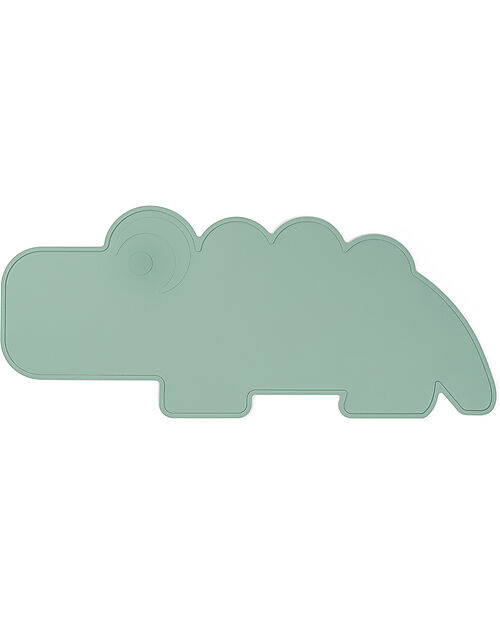 Done By Deer Silicone Placemat with Small Raised Edge - Croco - Green Placemat