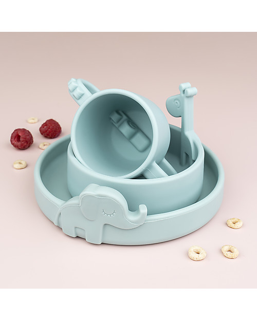 Done By Deer Silicone  Plate Elphee - Blue Bowls & Plates