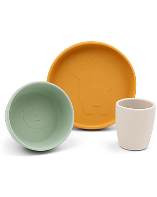 Done By Deer Silicone Stick&Stay Dinner Set - Lalee - Colour Mix Bowls & Plates