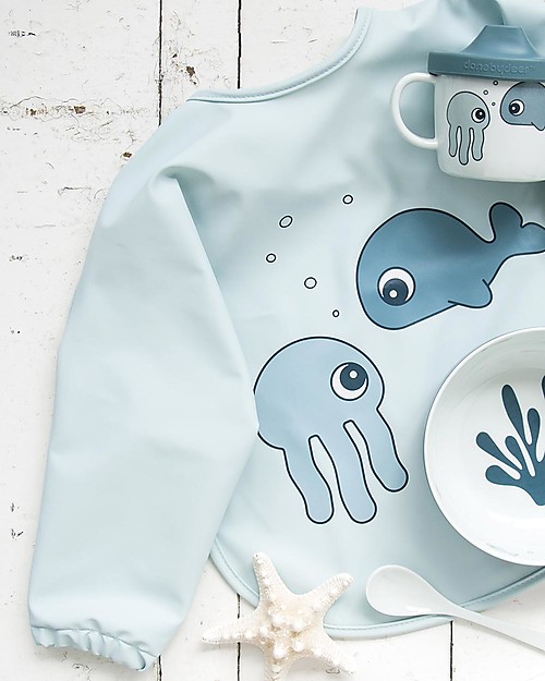 Done By Deer Sleeved Bib Sea Friends - Blue - 6-18 months Burpy Bibs