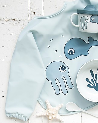 Done By Deer Sleeved Bib Sea Friends - Blue - 6-18 months Burpy Bibs