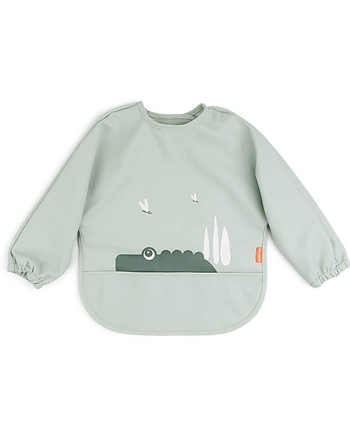 Done By Deer Sleeved Pocket Bib - Waterproof - Croco - Green - Oeko-Tex Certified Burpy Bibs