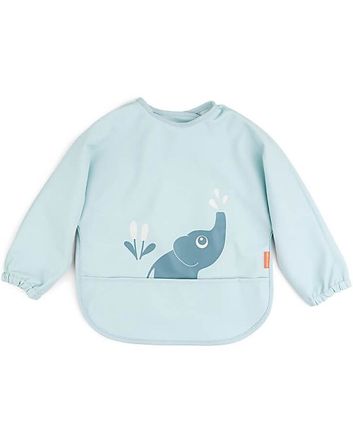 Done By Deer Sleeved Pocket Bib - Waterproof - Elphee - Blue - Oeko-Tex Certified Burpy Bibs