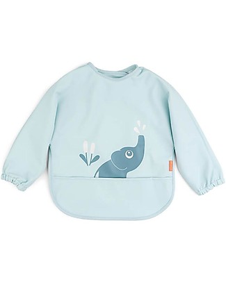 Done By Deer Sleeved Pocket Bib - Waterproof - Elphee - Blue - Oeko-Tex Certified Waterproof Bibs