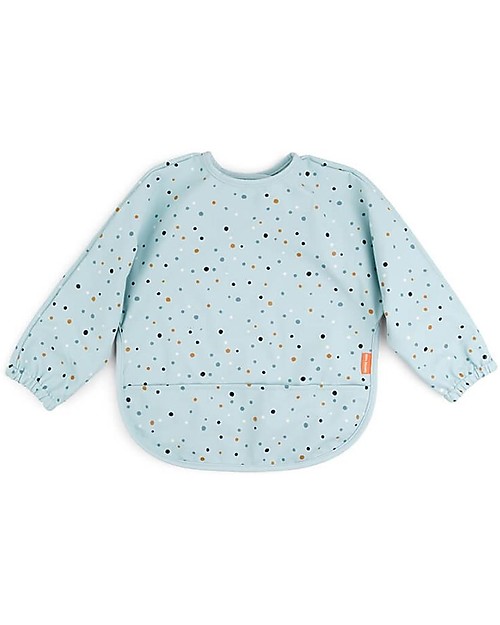 Done By Deer Sleeved Pocket Bib - Waterproof - Happy Dots - Blue - Oeko-Tex Certified Burpy Bibs