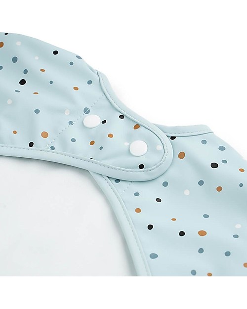 Done By Deer Sleeved Pocket Bib - Waterproof - Happy Dots - Blue - Oeko-Tex Certified Burpy Bibs