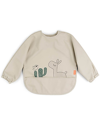 Done By Deer Sleeved Pocket Bib - Waterproof - Lalee - Sand - Oeko-Tex Certified Waterproof Bibs