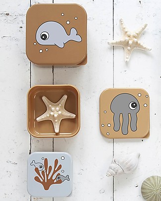Done By Deer Snack Box Sea Friends 3 Pieces Set - Mustard/Grey Baby Bottles
