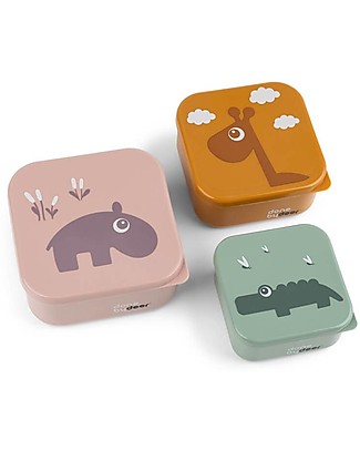 Done By Deer Snack Box - Set of 3 - Deer Friends - Powder Mix - Dishwasher Safe Thermal Containers