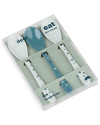 Done By Deer Spoon Dreamy Dots 3 Pcs Set - Blue Cutlery