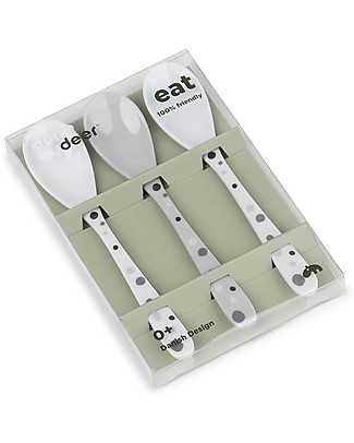 Done By Deer Spoon Dreamy Dots 3 Pcs Set - Grey Cutlery
