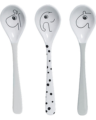 Done By Deer Spoon Happy Dots 3 Pcs Set, Grey Cutlery