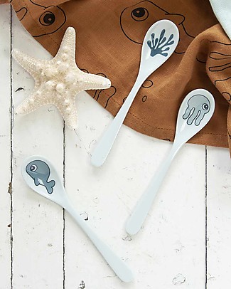 Done By Deer Spoon Sea Friends 3 Pcs Set - Blue - Long handle Cutlery