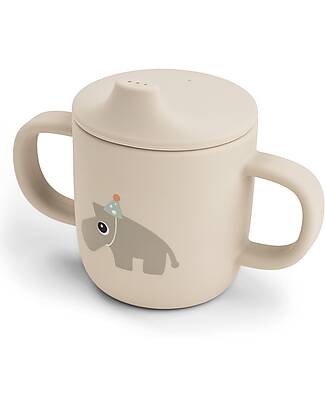 Done By Deer Spout Cup 120 ml - Celebration - Sand - 100% Food Grade Silicone - Double Handle Cups