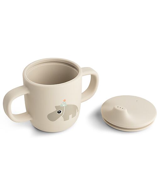 Done By Deer Spout Cup 120 ml - Celebration - Sand - 100% Food Grade Silicone - Double Handle Cups
