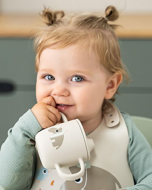 Done By Deer Spout Cup 120 ml - Celebration - Sand - 100% Food Grade Silicone - Double Handle Cups