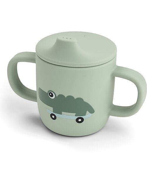 Done By Deer Spout Cup 120 ml - Playground - Green - 100% Food Grade Silicone - Double Handle Cups