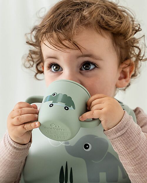 Done By Deer Spout Cup 120 ml - Playground - Green - 100% Food Grade Silicone - Double Handle Cups