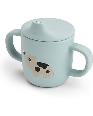 Done By Deer Spout Cup 120 ml - Tiny Farm - Blue - 100% Food Grade Silicone - Double Handle Cups