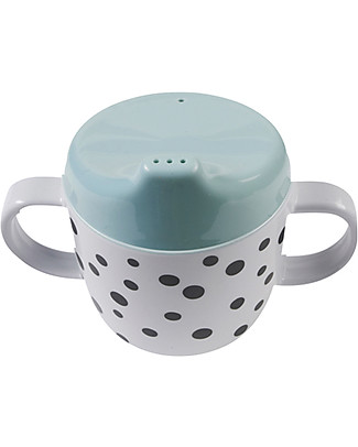 Done By Deer Spout Cup with Handles Happy Dots, Blue/Black - 230 ml Beakers