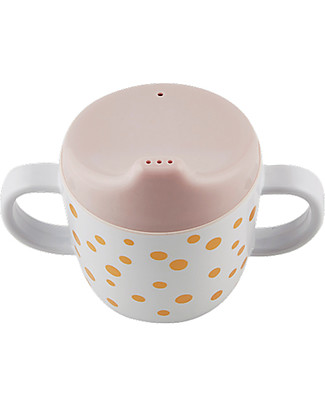 Done By Deer Spout Cup with Handles Happy Dots, Gold/Powder - 230 ml Cups & Beakers