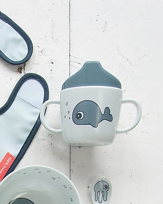 Done By Deer Spout Cup with Handles Sea Friends - Blue - 230 ml Sippy Cups