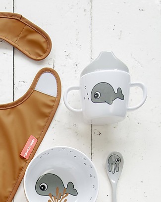 Done By Deer Spout Cup with Handles Sea Friends - Mustard/Grey - 230 ml Sippy Cups