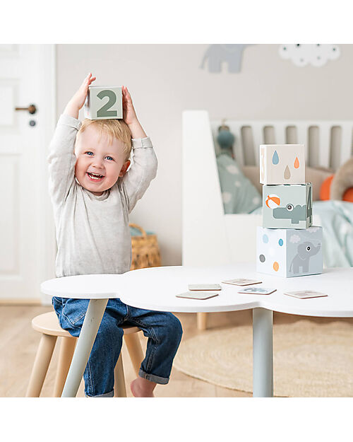 Done By Deer Stacking Cubes - 5pcs - Deer Friends - 12m+ Wooden Blocks and Construction Sets